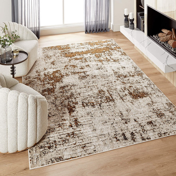 Lavin Rugs U6010 Artema 5'3" x 7'6" Painterly Rug, Gold Taupe/Gold