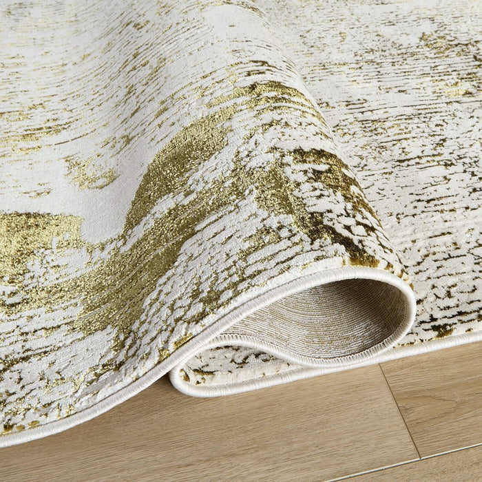 Lavin Rugs U6012 Artema 2'8" x 7'10" Painterly Runner, Taupe/Gold