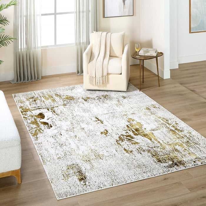 Lavin Rugs U6012 Artema 9'10" x 13'2" Painterly Rug, Taupe/Gold