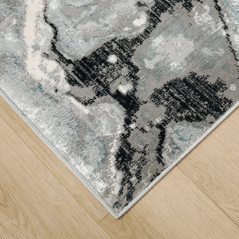 Lavin Rugs U6013 Artema 2' x 3' Marbled Rug, Silver Black/Grey