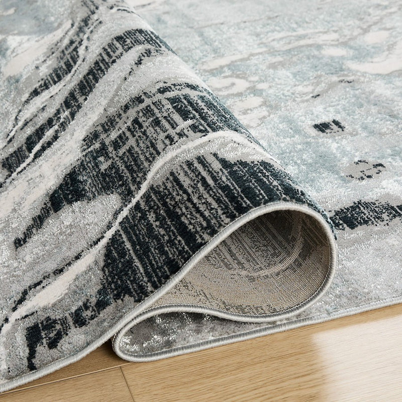 Lavin Rugs U6013 Artema 5'3" x 7'6" Marbled Rug, Silver Black/Grey