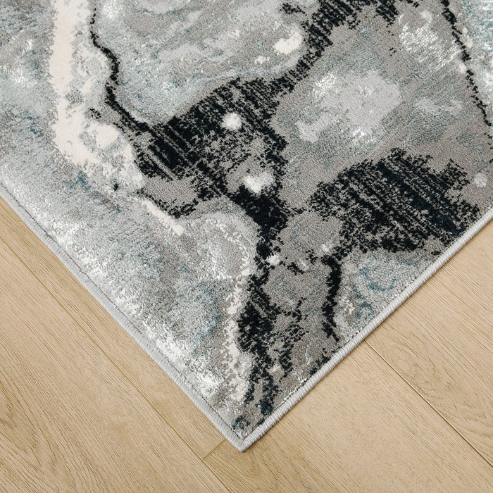 Lavin Rugs U6013 Artema 5'3" x 7'6" Marbled Rug, Silver Black/Grey