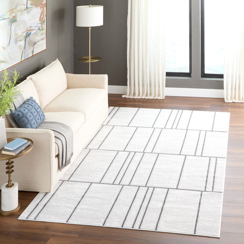 Lavin Rugs U6015 Veleka 2' x 3' Linear Geo Rug, Gold/Black/White
