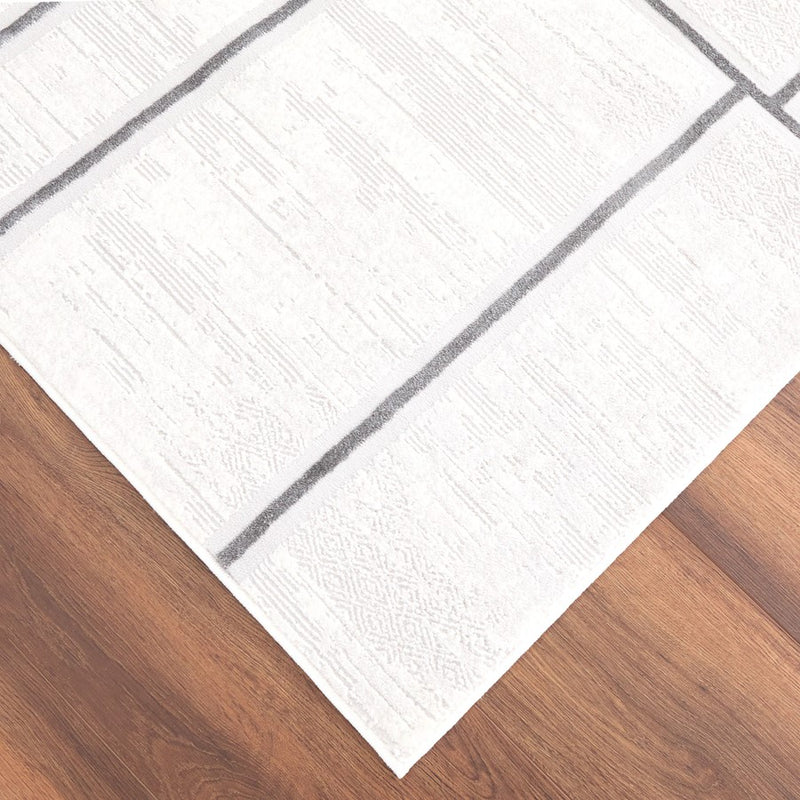 Lavin Rugs U6015 Veleka 2' x 3' Linear Geo Rug, Gold/Black/White