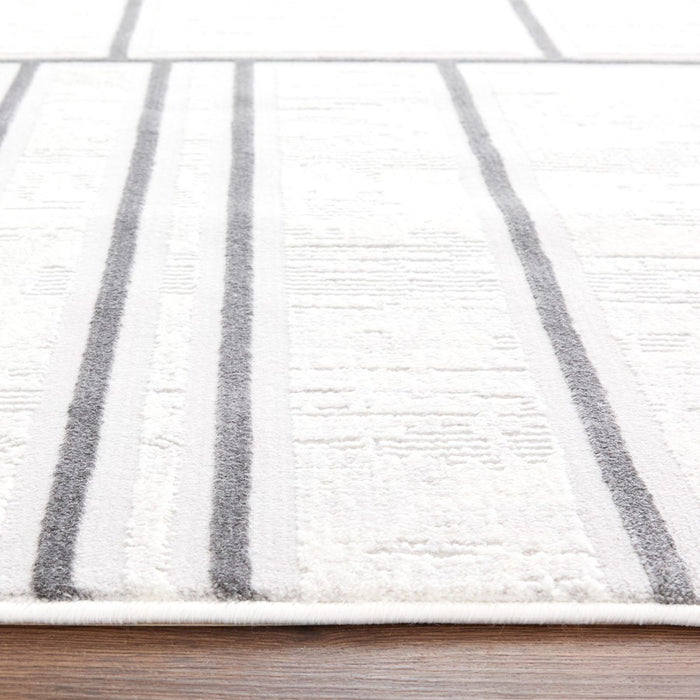 Lavin U6015 Veleka 7'10"x10'10" Linear Geo Rug, Gold/Black/White