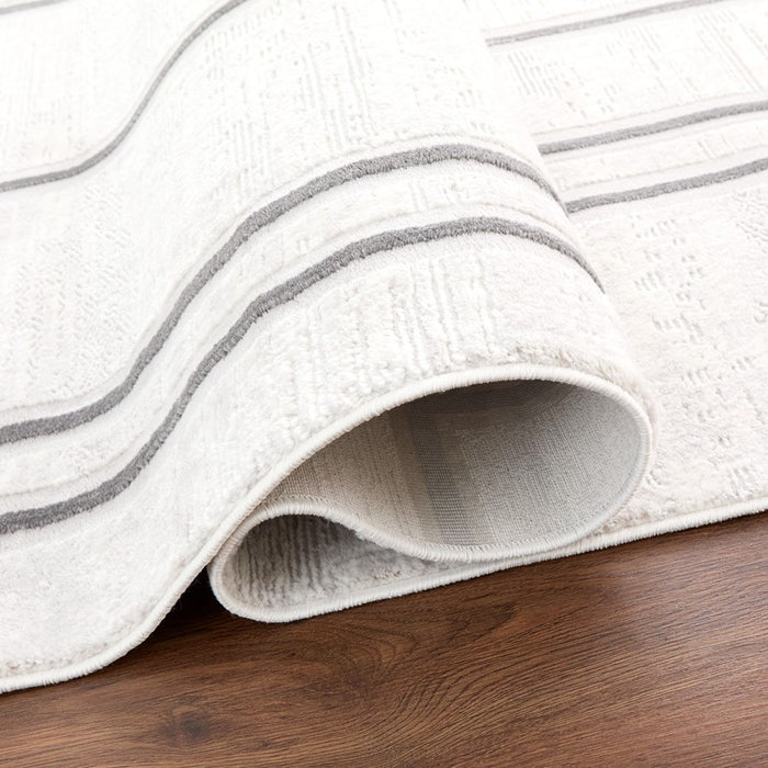 Lavin U6015 Veleka 7'10"x10'10" Linear Geo Rug, Gold/Black/White