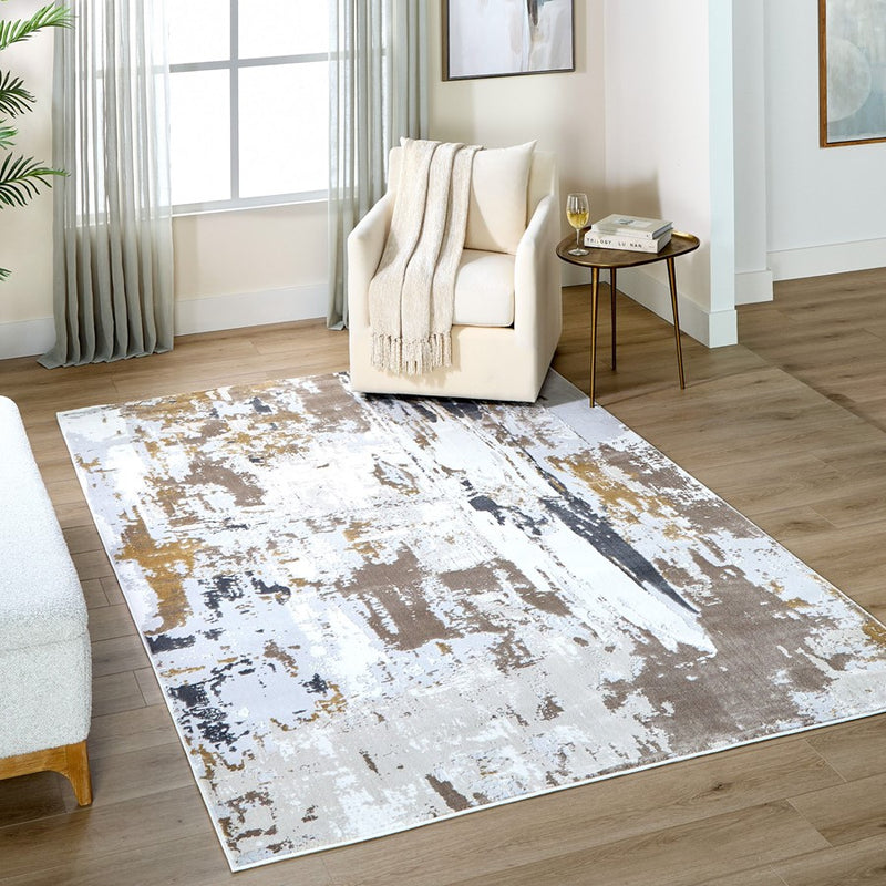 Lavin Rugs U6018 Veleka 7'10" x 10'10" Painterly Rug, Gold/Earth