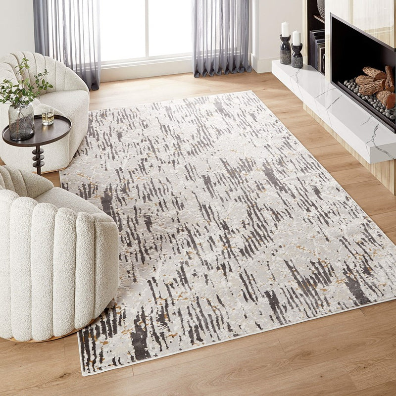 Lavin Rugs U6019 Veleka 2' x 3' Stripe Rug, Cream Gold Grey/Earth
