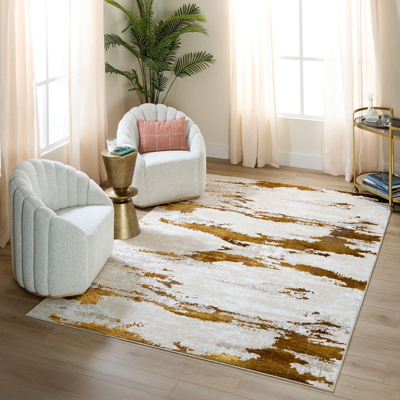Lavin Rugs U7001 Sibel 2' x 3' Painterly Rug, Gold Cream/Gold
