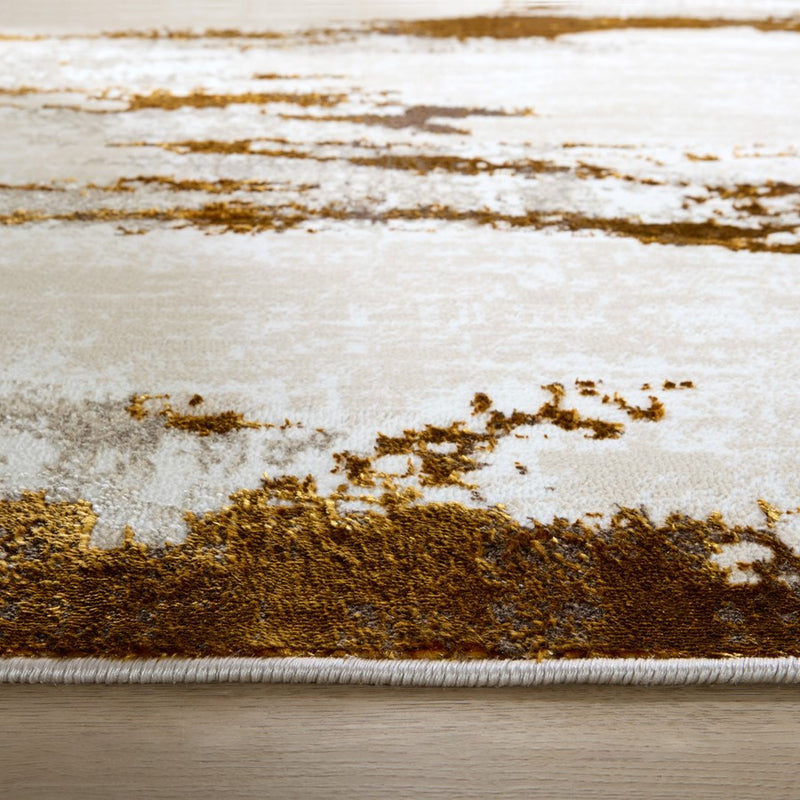 Lavin Rugs U7001 Sibel 7'10" x 10'10" Painterly Rug, Cream/Gold