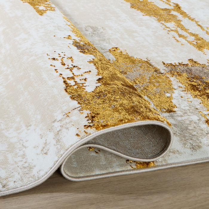 Lavin Rugs U7001 Sibel 9'10" x 13'2" Painterly Rug, Gold Cream/Gold