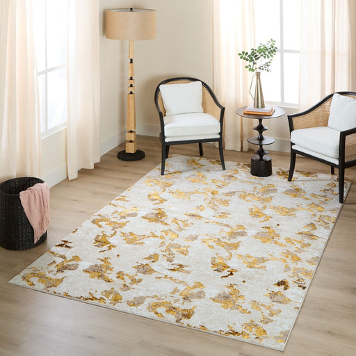 Lavin Rugs U7002 Sibel 5'3" x 7'6" Painterly Rug, Gold Cream/Gold
