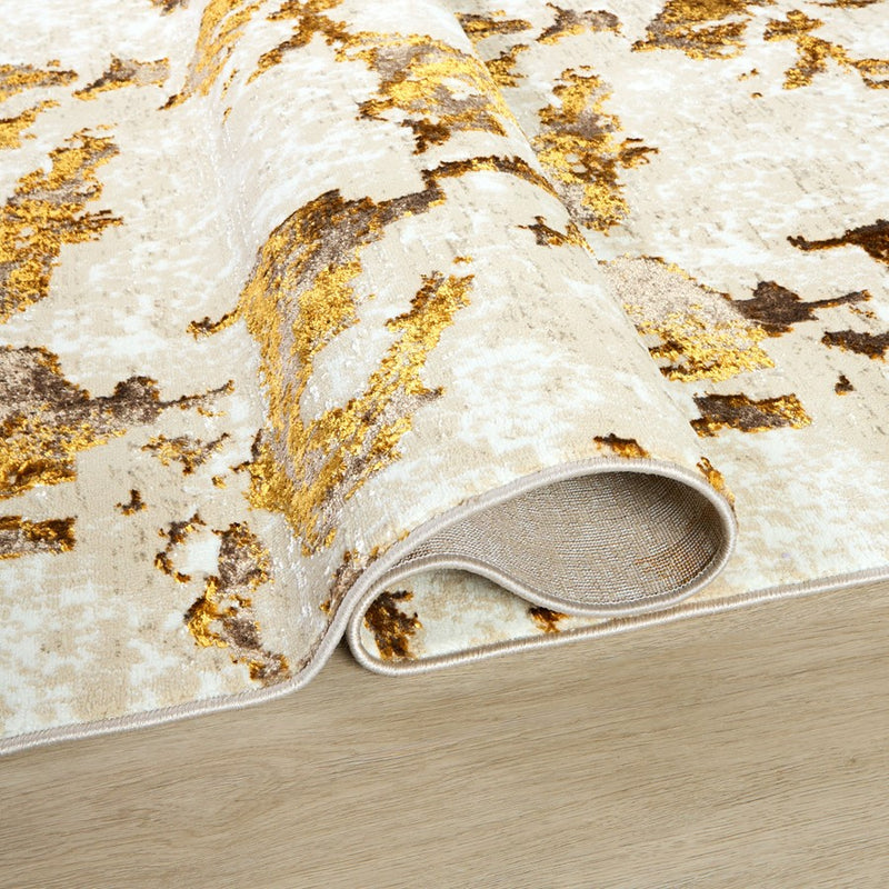 Lavin Rugs U7002 Sibel 5'3" x 7'6" Painterly Rug, Gold Cream/Gold