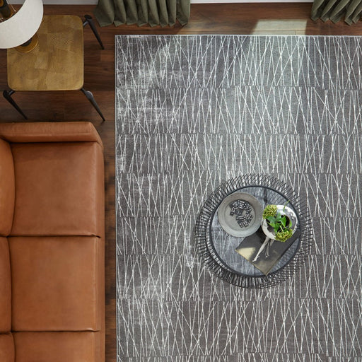 Lavin Rugs U7007 Livenza 2' x 3' Linear Geo Rug, Grey/D.Grey