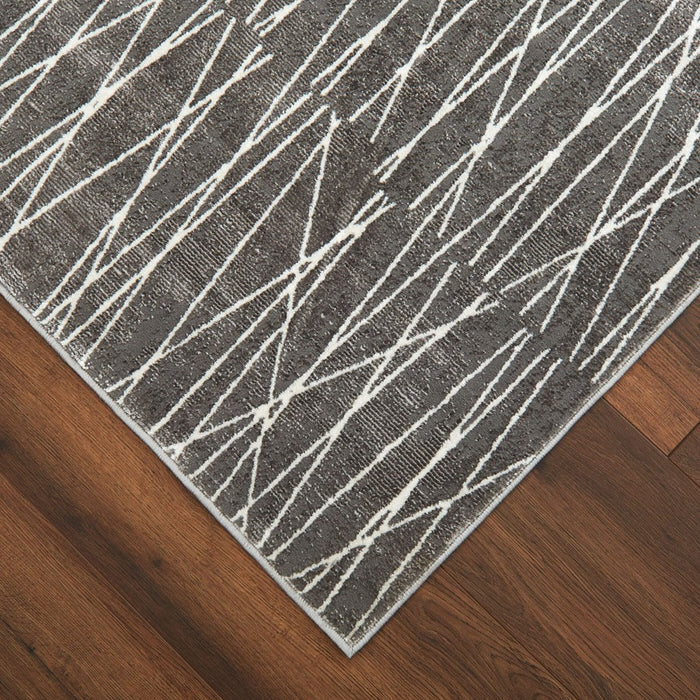 Lavin Rugs U7007 Livenza 5'3" x 7'6" Linear Geo Rug, Grey/D.Grey