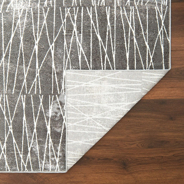 Lavin Rugs U7007 Livenza 5'3" x 7'6" Linear Geo Rug, Grey/D.Grey