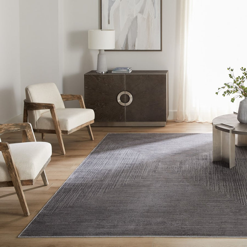 Lavin Rugs U7010 Livenza 5'3" x 7'6" Linear Geo Rug, Grey/D.Grey
