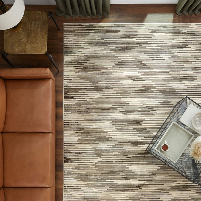 Lavin Rugs U7014 Rienz 2' x 3' Linear Geo Rug, Beige Silver/Earth