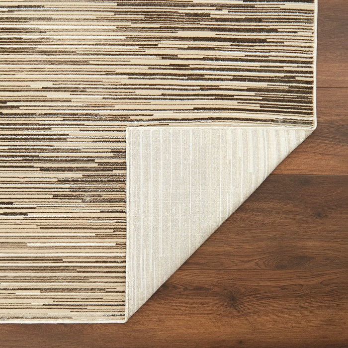 Lavin Rugs U7014 Rienz 5'3"x7'6" Linear Geo Rug, Beige Silver/Earth