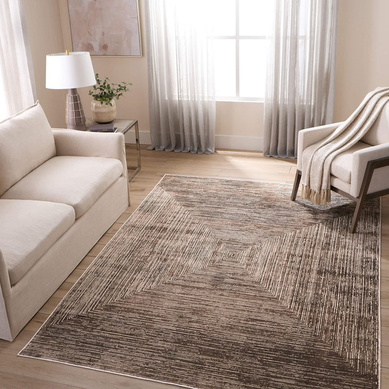 Lavin Rugs U7016 Rienz 2' x 3' Linear Geo Rug, Beige Silver/Brown