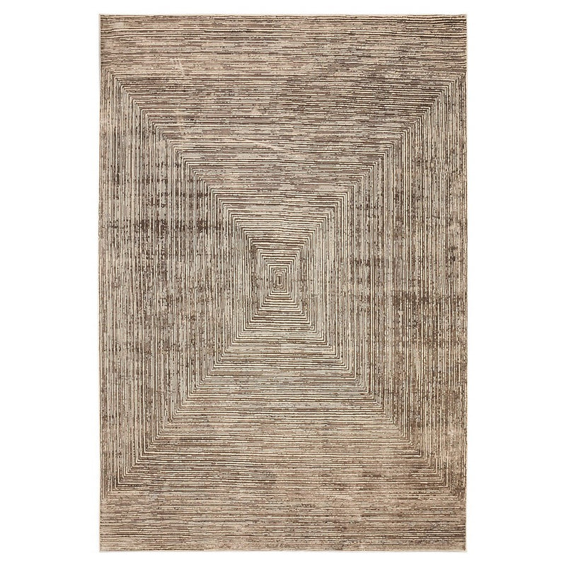 Lavin Rugs U7016 Rienz 5'3"x7'6" Linear Geo Rug, Beige Silver/Brown - U7016-0507