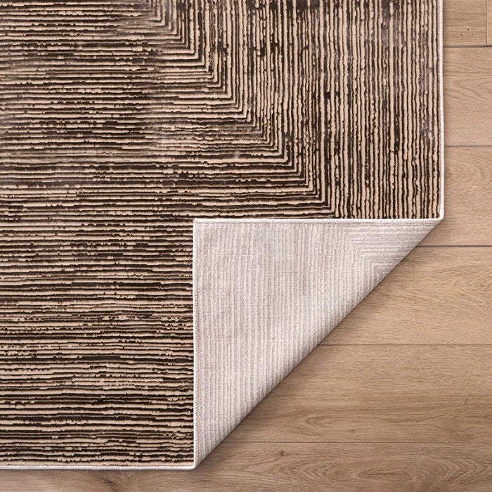 Lavin Rugs U7016 Rienz 5'3"x7'6" Linear Geo Rug, Beige Silver/Brown