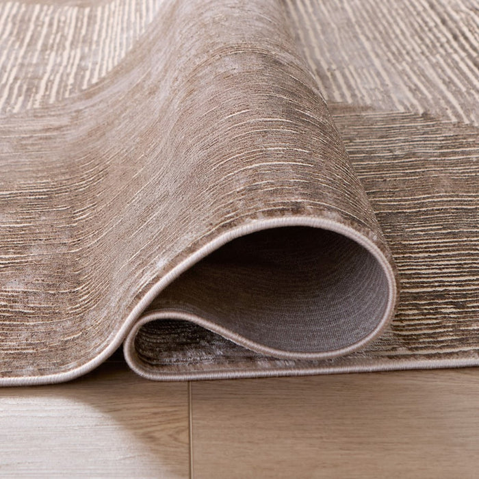 Lavin Rugs U7016 Rienz 9'10"x13'2" Linear Geo Rug, Silver/Brown