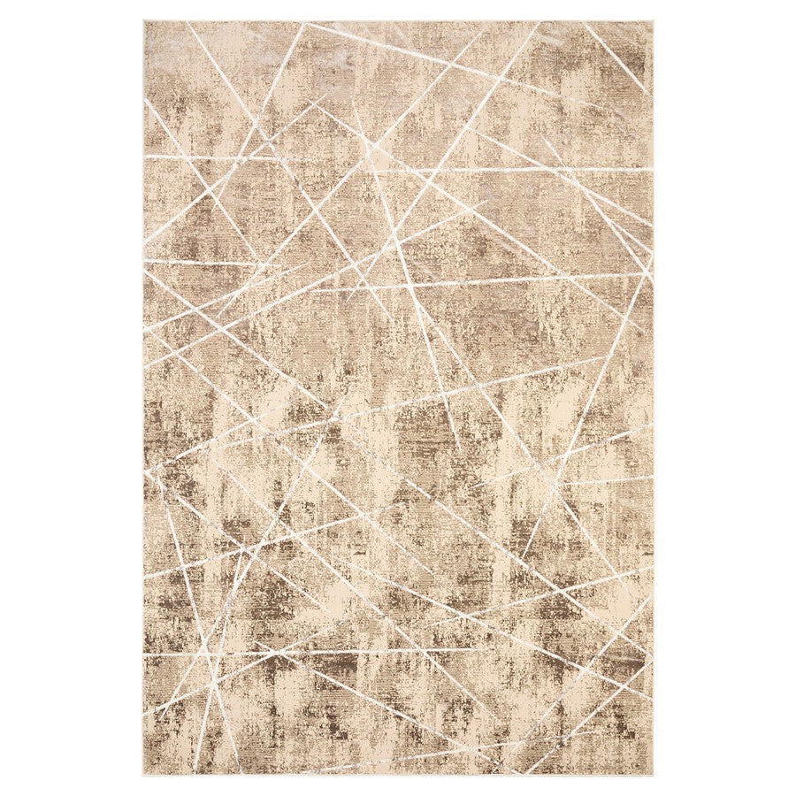 Lavin Rugs U7017 Rienz 2' x 3' Linear Geo Rug, Beige Silver/Earth - U7017-0203