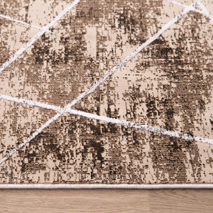 Lavin Rugs U7017 Rienz 5'3"x7'6" Linear Geo Rug, Beige Silver/Earth