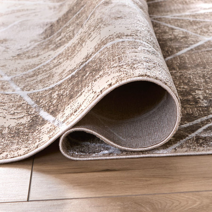 Lavin Rugs U7017 Rienz 5'3"x7'6" Linear Geo Rug, Beige Silver/Earth