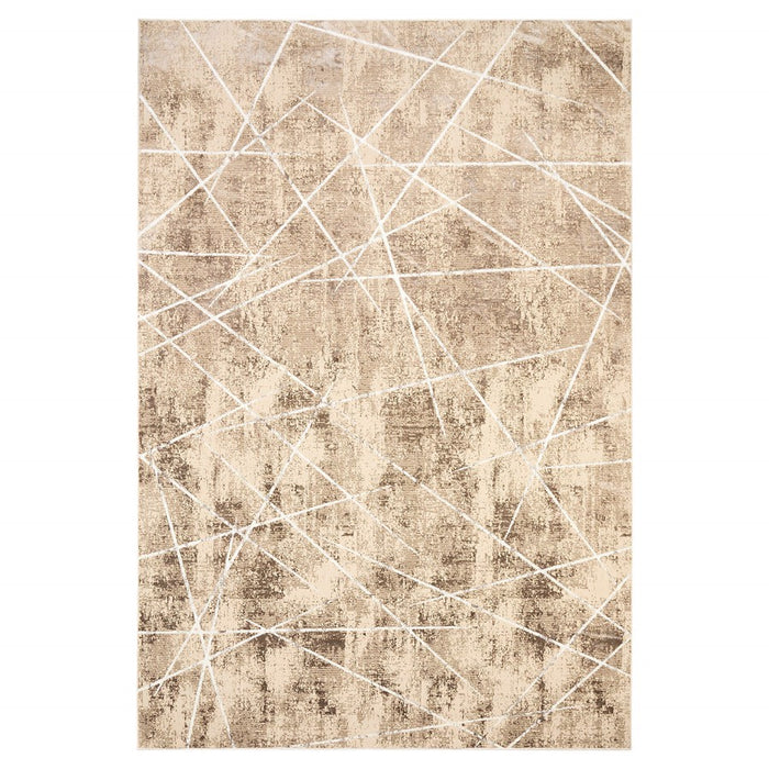 Lavin Rugs U7017 Rienz 6'7"x9'6" Linear Geo Rug, Beige Silver/Earth - U7017-0609