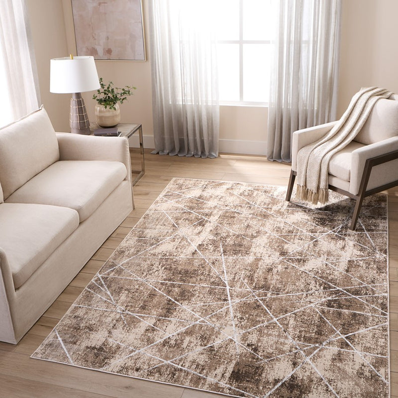 Lavin Rugs U7017 Rienz 6'7"x9'6" Linear Geo Rug, Beige Silver/Earth