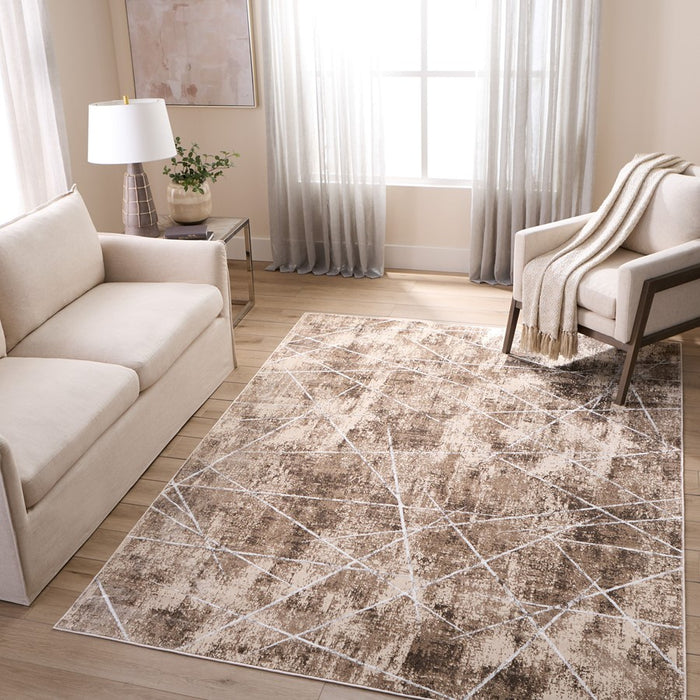 Lavin Rugs U7017 Rienz 9'10"x13'2" Linear Geo Rug, Silver/Earth