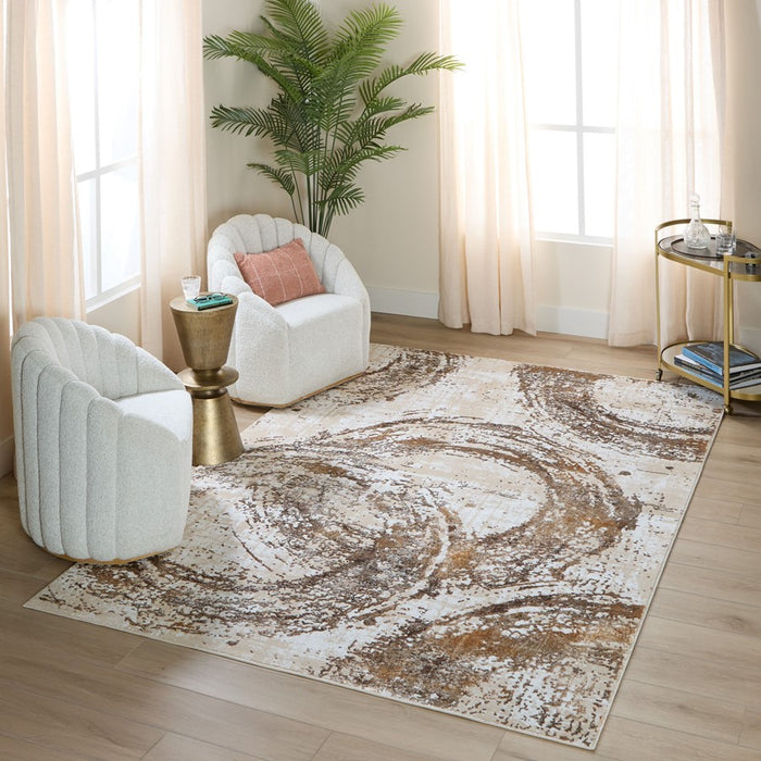 Lavin Rugs U8001 Piave 9'10" x 13'2" Geo Rug, Beige Gold/Earth