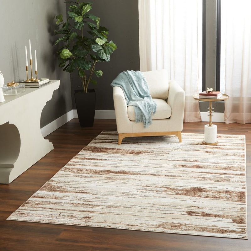 Lavin Rugs U8005 Piave 6'7" x 9'6" Linear Rug, Beige Gold/Earth