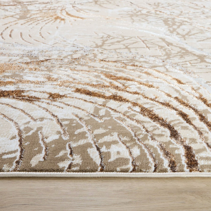 Lavin Rugs U8008 Piave 5'3"x7'6" Linear Swirl Rug, Beige Gold/Earth