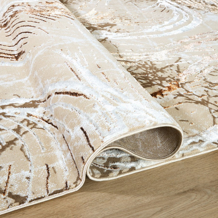 Lavin Rugs U8008 Piave 9'10"x13'2" Linear Swirl Rug, Gold/Earth