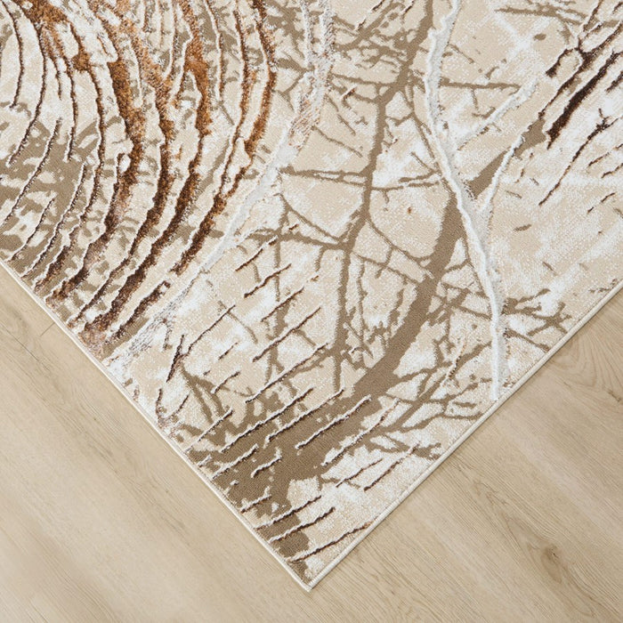 Lavin Rugs U8008 Piave 9'10"x13'2" Linear Swirl Rug, Gold/Earth