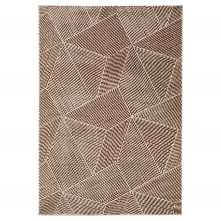 Lavin Rugs U9002 Brenta 9'10" x 13'2" Geo Rug, Cream Gold/Brown - U9002-1013