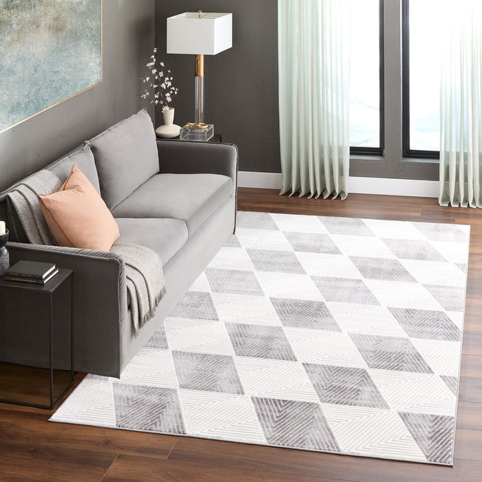 Lavin Rugs U9006 Brenta 2' x 3' Geo Rug, Grey Cream/Black/White