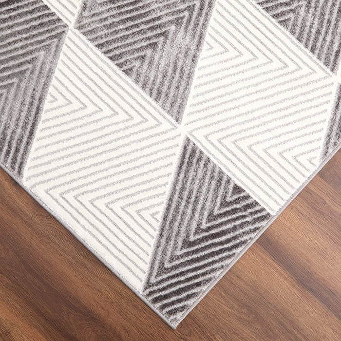 Lavin Rugs U9006 Brenta 2' x 3' Geo Rug, Grey Cream/Black/White