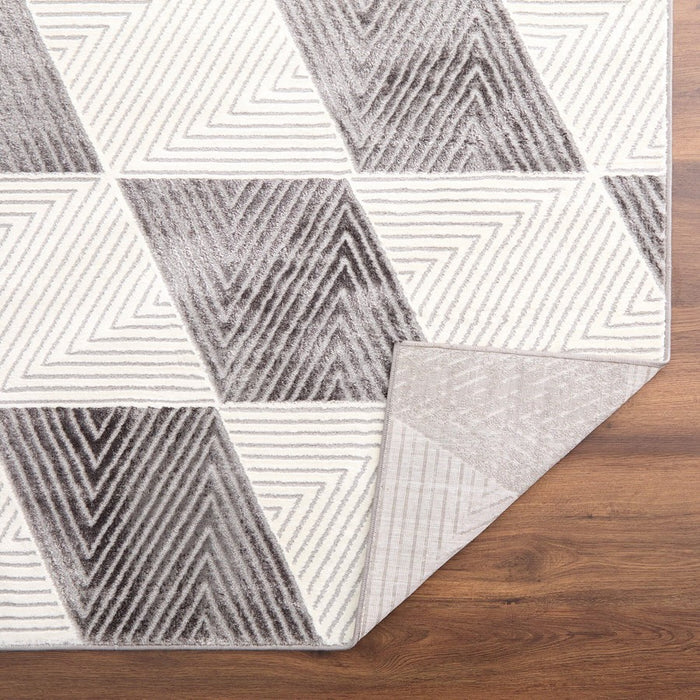 Lavin Rugs U9006 Brenta 5'3" x 7'6" Geo Rug, Grey Cream/Black/White