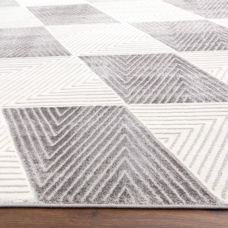 Lavin Rugs U9006 Brenta 6'7" x 9'6" Geo Rug, Grey Cream/Black/White
