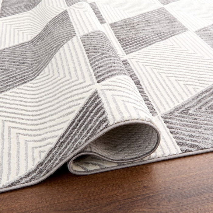 Lavin Rugs U9006 Brenta 6'7" x 9'6" Geo Rug, Grey Cream/Black/White