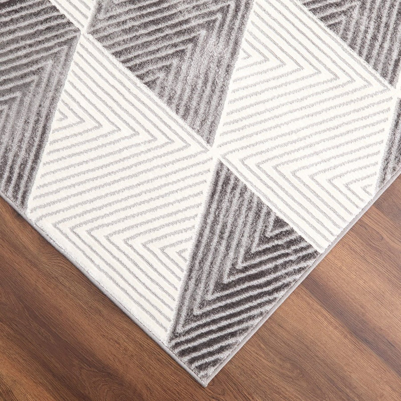Lavin Rugs U9006 Brenta 7'10" x 10'10" Geo Rug, Cream/Black/White