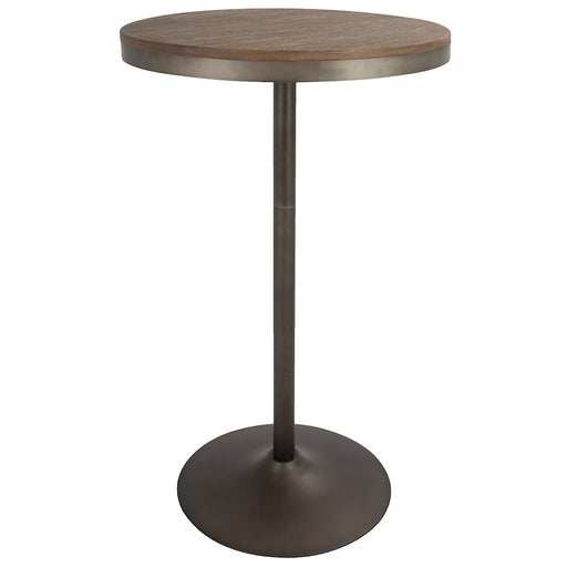 LumiSource Dakota Pub Set | Antique Brown Bamboo-Metal Frame | Kitchen & Bar Table with 2 Adjustable Stools | 27 x 27 x 30 in | Model B-DAK3AN-BN