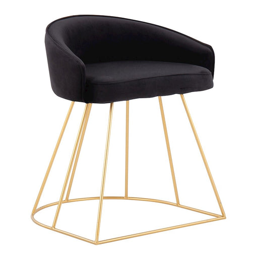 LumiSource Canary Upholstered Vanity Stool, Gold/Black - B18-CANARYUPAUVBK
