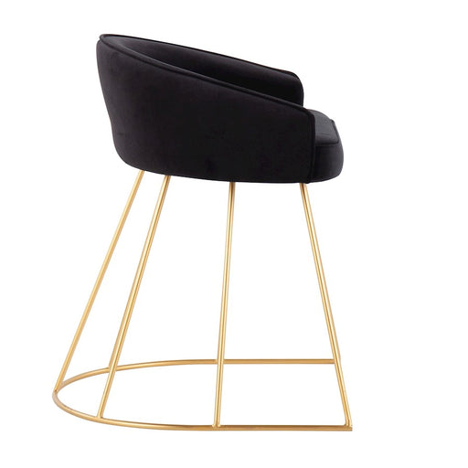 LumiSource Canary Upholstered Vanity Stool, Gold/Black
