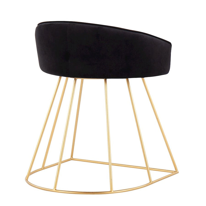 LumiSource Canary Upholstered Vanity Stool, Gold/Black
