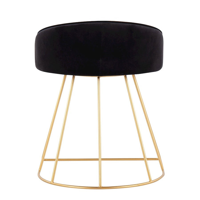 LumiSource Canary Upholstered Vanity Stool, Gold/Black